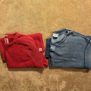 Lucky Brand Red Thermal Top and Blue thermal top bundle.